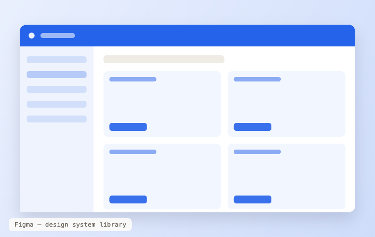 Figma design system library — tokens, components, styles