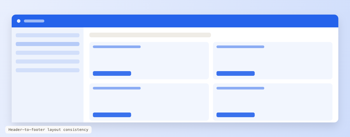 Header-to-footer layout consistency across products