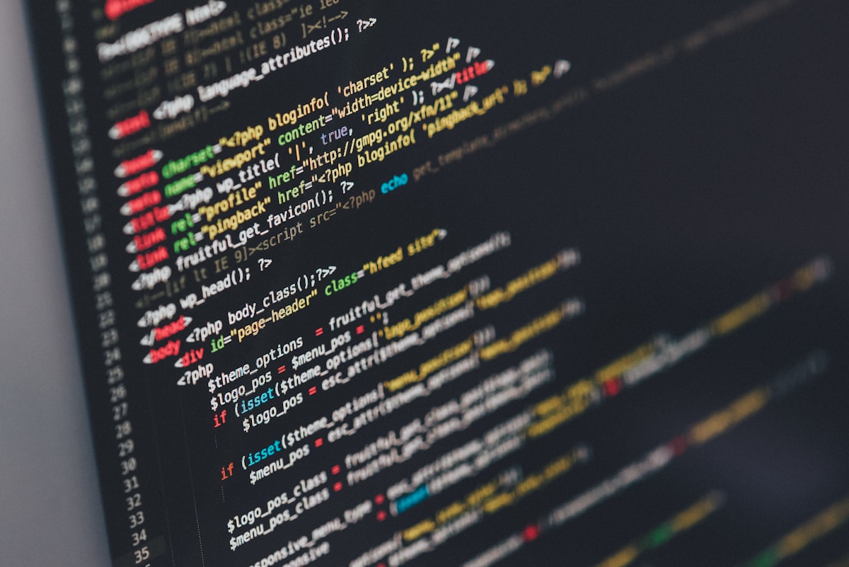 Code on a screen