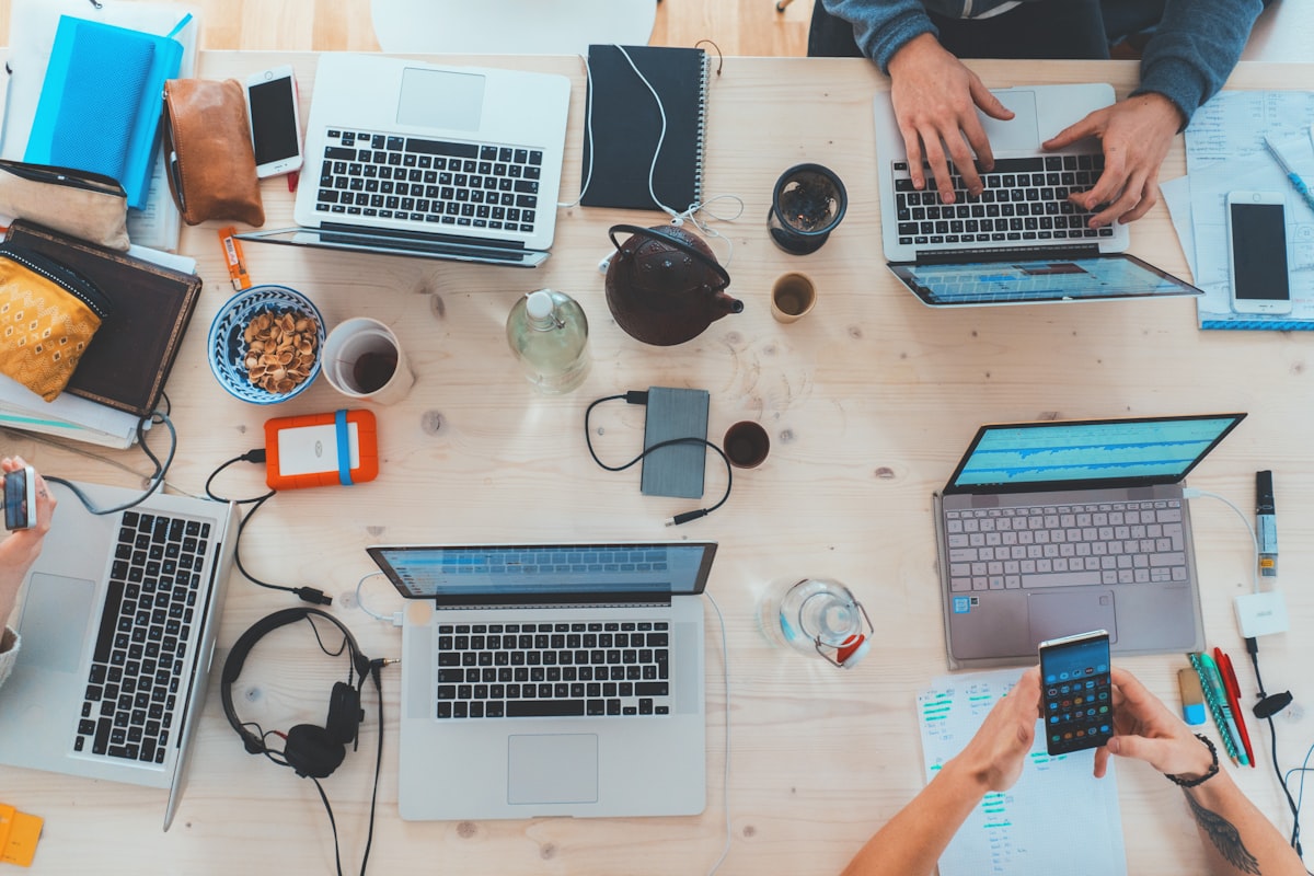 People working together at screens